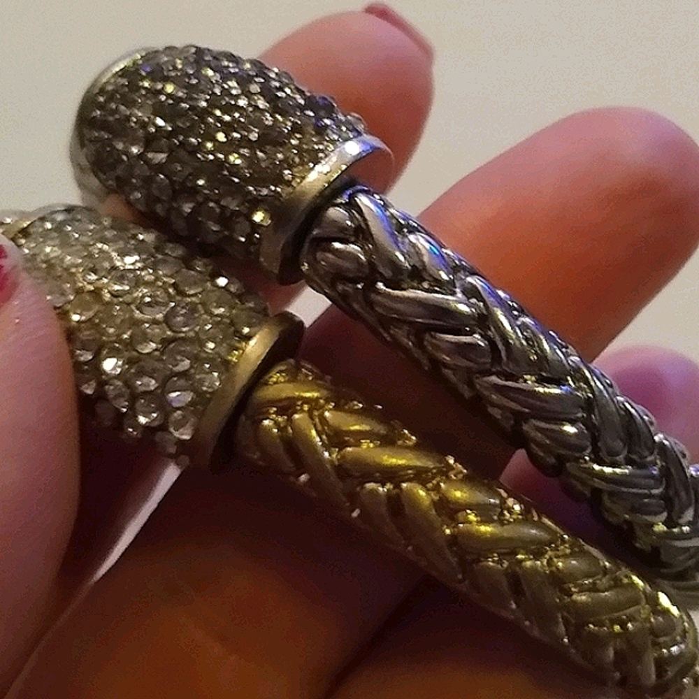 2 Braided w/ Rhinestone Bracelets - Picture 2 of 7